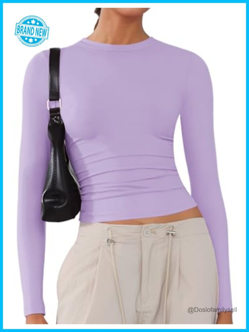 Women's Soft Long Sleeve Crop Tops Stretchy Slim Fit Y2K Crew Neck Tee Shirts